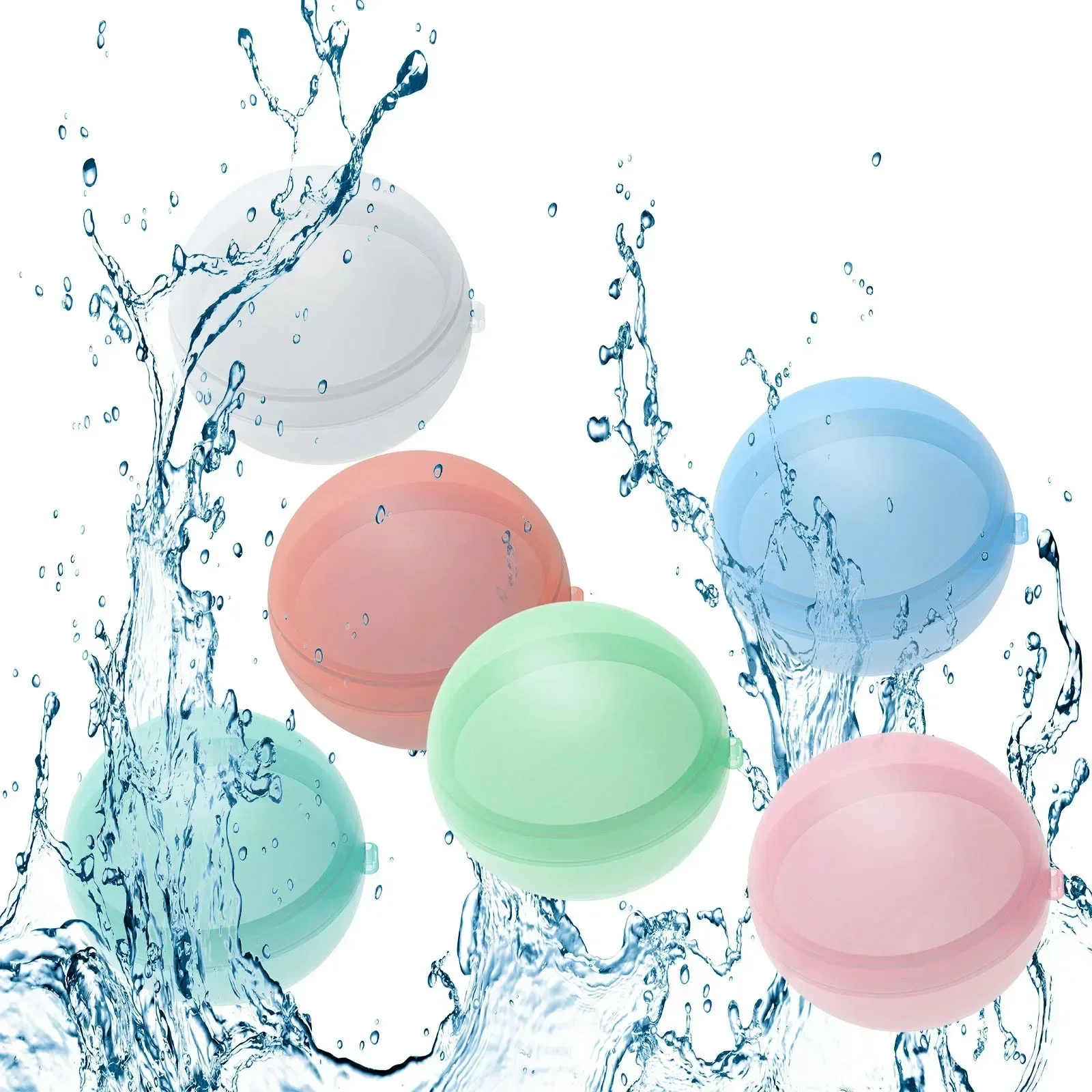 30 Stück Wasserball ons wieder verwendbare nachfüllbare Wasserballon schnell füllen selbst dichtende Wasserbombe Spritz bälle für Kinder Schwimmbad