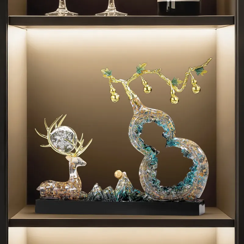 

Статуэтка-имитация хрустальной тыквы, декоративное украшение из смолы для гостиной, прихожей, винного шкафа, фигурка оленя, подарок