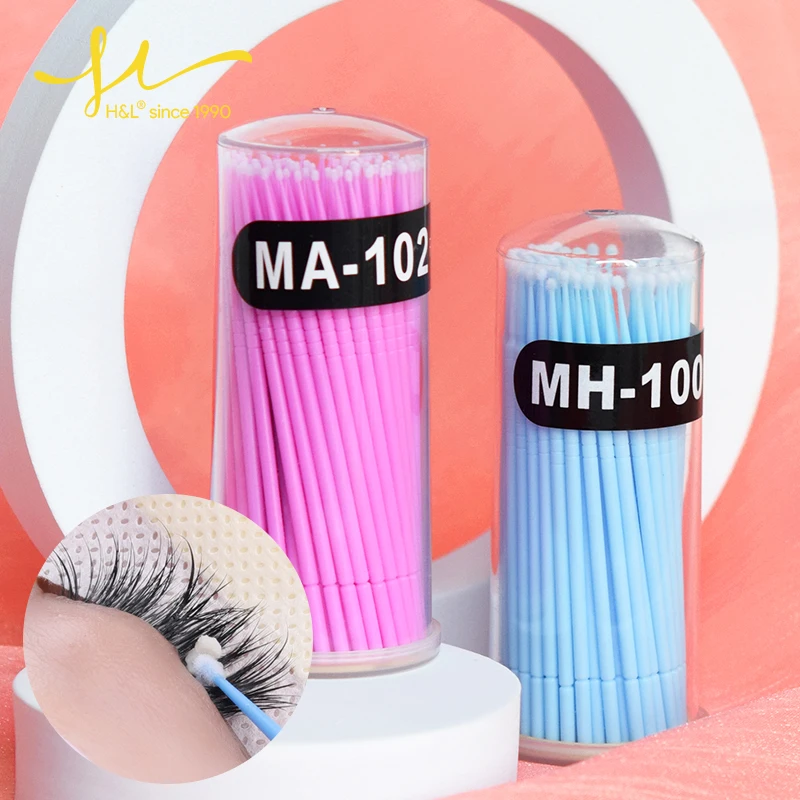 H&L 100pcs Swab Micro Brush Disposable Microbrush Applicators Eyelash Extensions