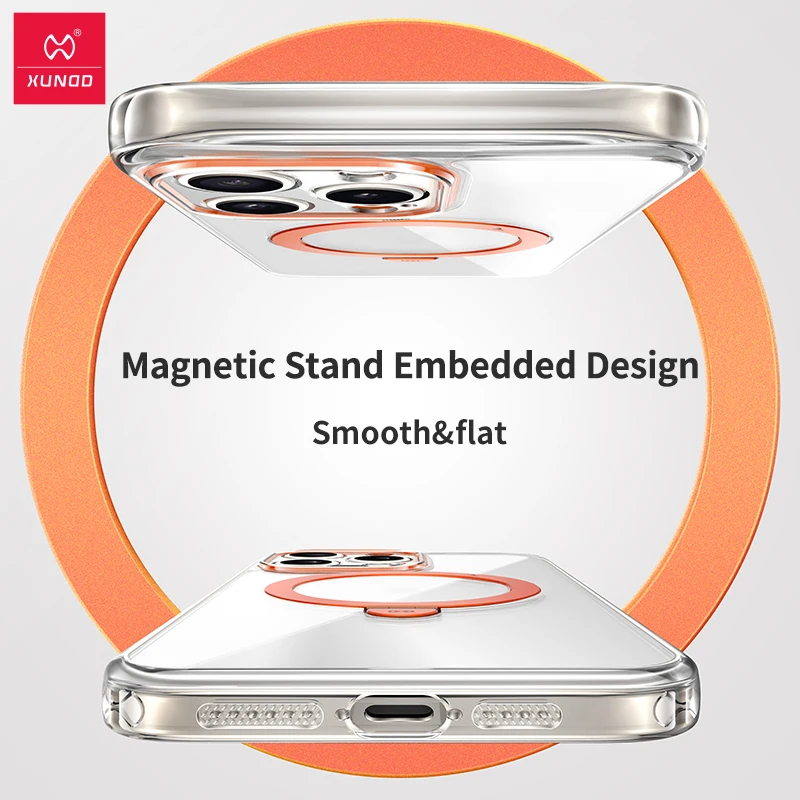 Xundd Case For iPhone 15 Pro Max Case For iPhone 15 Series Built-in Airbag Support Wireless Charging Magnetic Holder Case