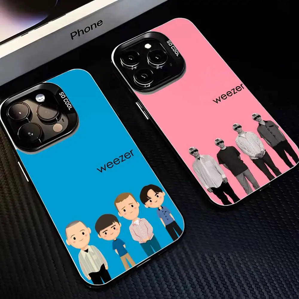 

Band W-Weezer Phone Case For iPhone 16,15,14,13,12,11,Mini,Pro,MAX Black Matte Shockproof Cover