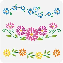 Daisy Chain Stencil 11.8x11.8inch Reusable Daisy Drawing Stencil DIY Craft Blooming Daisy Flower Painting Template Plant Stencil