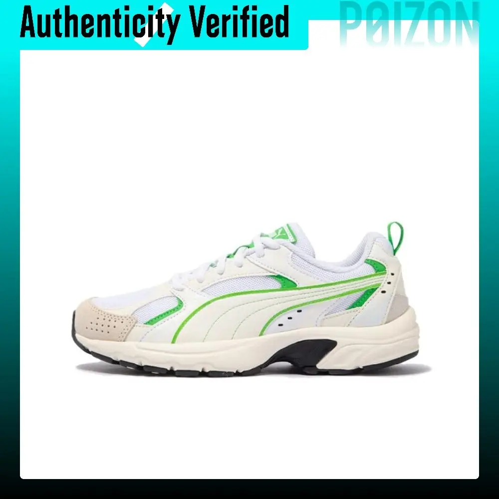 puma-milenio-abrasion-resistant-low-top-casual-shoes-unisex-white-green-402113-03