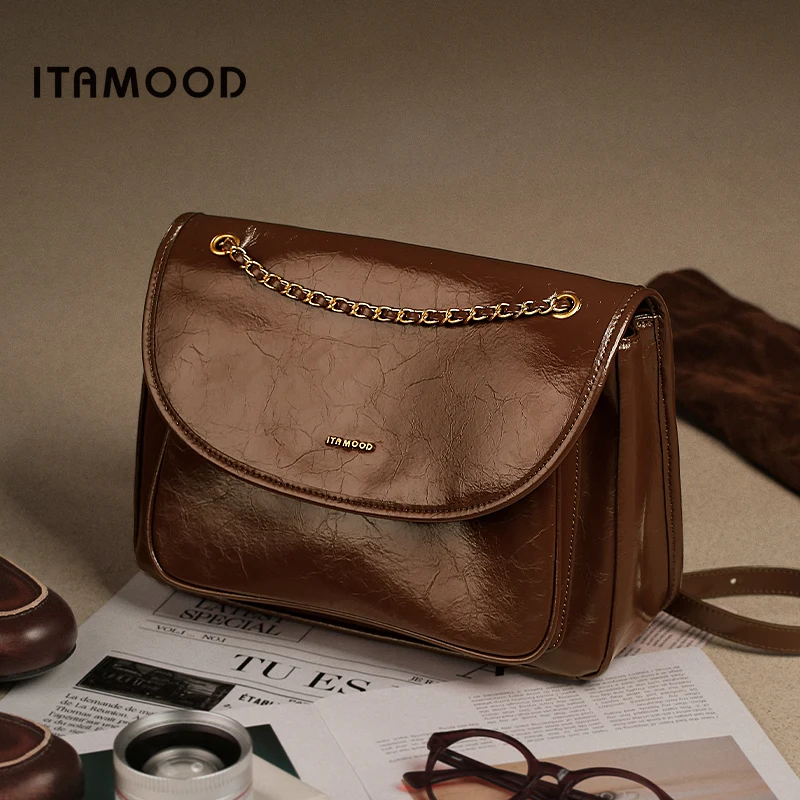 

ITAMOOD женская большая сумка 2025 Высококачественная большая вместительная сумка на цепочке из натуральной кожи, сумка через плечо и подмышки, подарок учителю