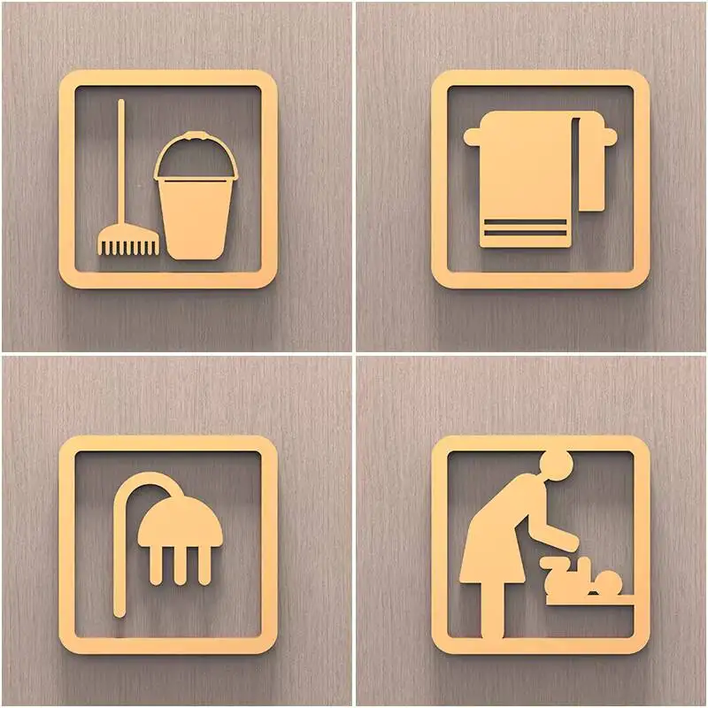 10 x 10 cm Unisex 3D-Badezimmerschild, selbstklebendes Acryl-Wanddekor-Schild für Büro und Gewerbe, Waschraum-Umgebungsschild, mehrere Optionen – Detail 1