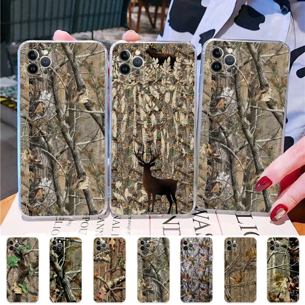 Real-tree Camos Phone Case For iPhone 14 13 12 Mini 11 Pro XS Max X XR SE 6 7 8 Plus Soft Silicone Cover