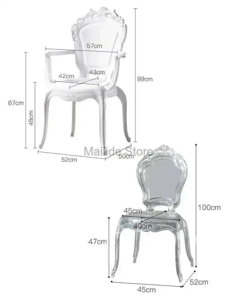 Kitchen Furniture Transparent simple Dining Chairs Creative Household Acrylic Crystal Dining Chair Designer Palace Style Stool