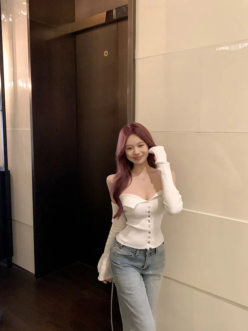 

Свитера Джемперы Кардиганы Женские без пуговиц Полиэстер Гранж Простой узор Необработанный край Городской повседневный Y2K Мода Крутой Молодежный