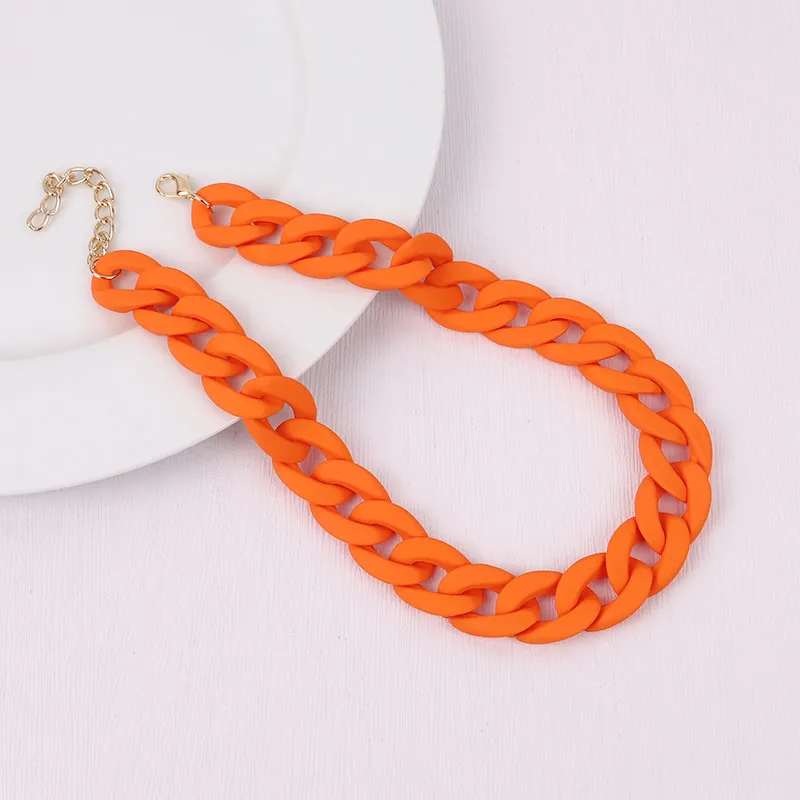 FishSheep Trendy Colorful Acrylic Chain Choker Necklaces For Women Statement Matte Resin Wide Chain Collar Neck Jewelry 2022 New image 3