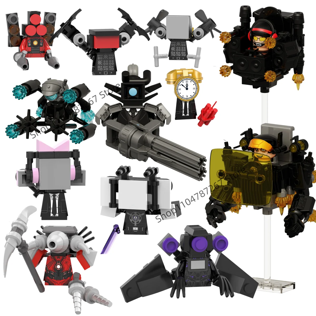 

Hot selling toys Skibidi Toilet building block TV Man Microphone Man assembly model squares children brick toy gifts