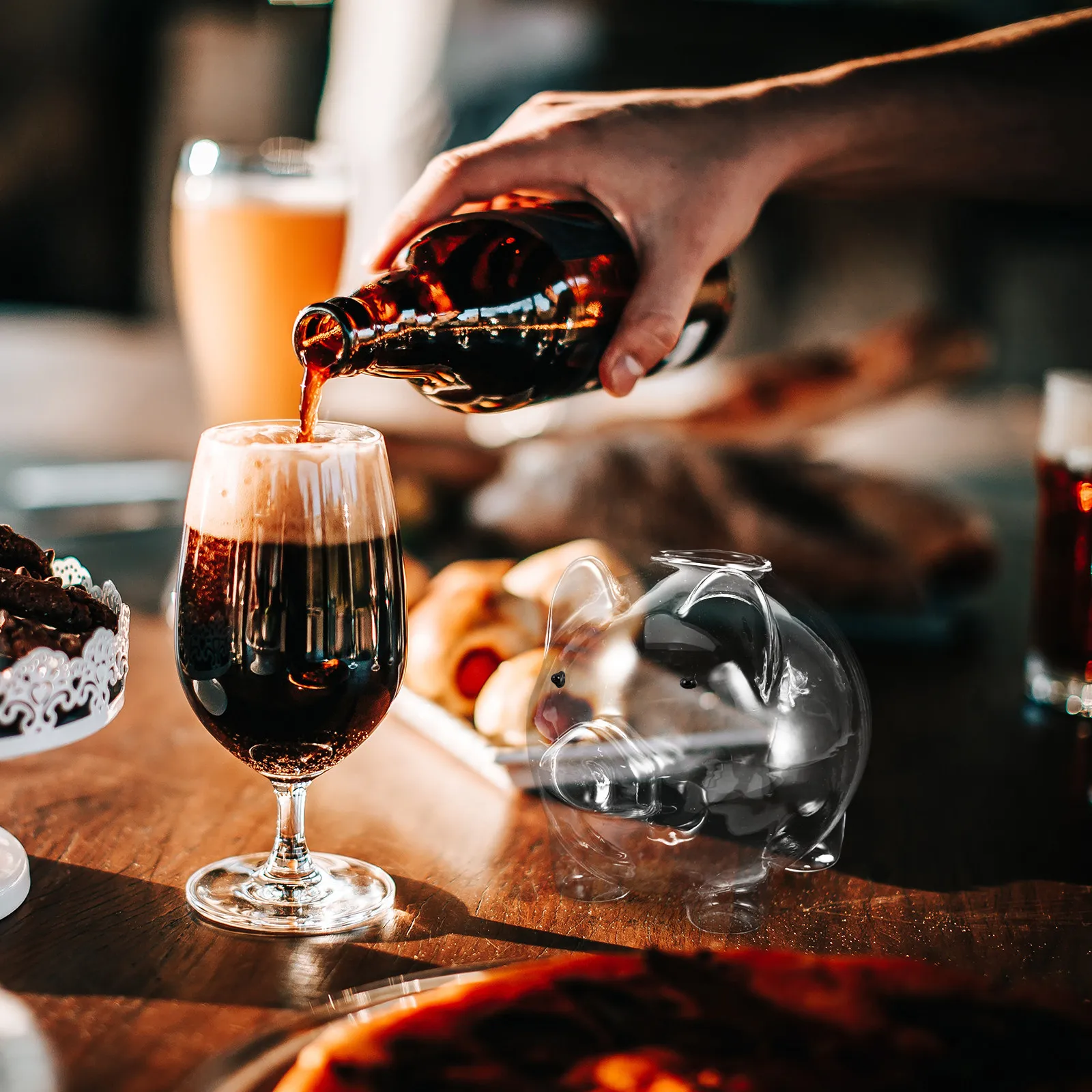 Wine Beer Juice - แก้วเครื่องดื่มแก้วใสลายหมูน่ารัก สำหรับงานปาร์ตี้ที่บ้าน สำนักงาน บาร์ ค็อกเทล ไวน์
