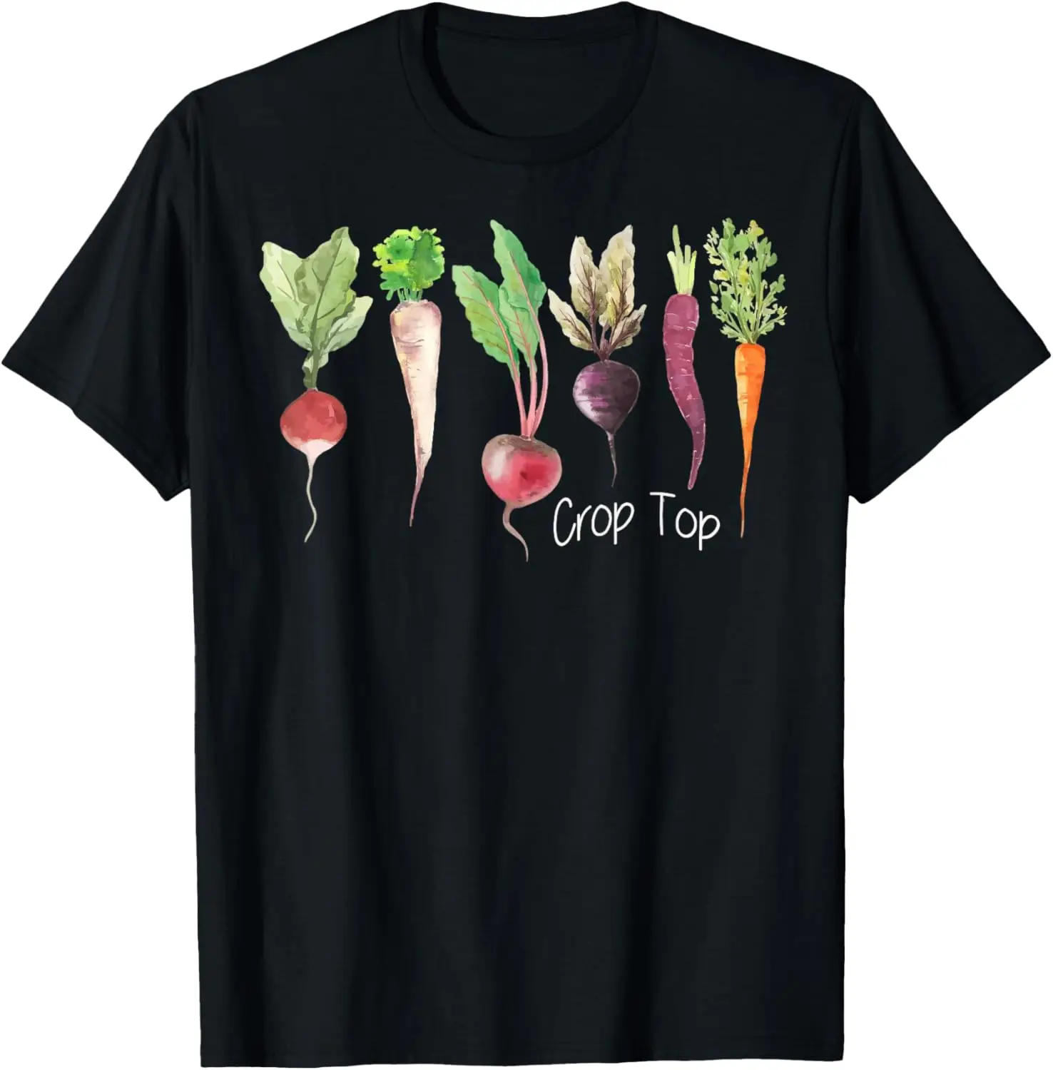 Crop Top Funny Gardening Pun Vegetable Art T-Shirt 100% Cotton Trendy Y2K Short-Sleeve Tee-Soft, Quick-Drying, Moisture-Wicking;