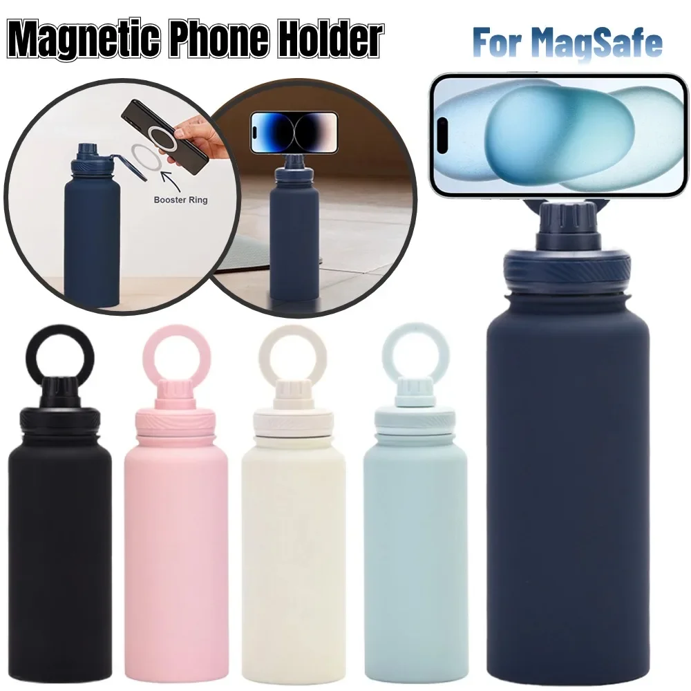 For MagSafe 1000ML Insulated Bottle Water Bottle with Rotating Phone Holder Thermal Water Cup Thermal Mug for Outdoor Sports