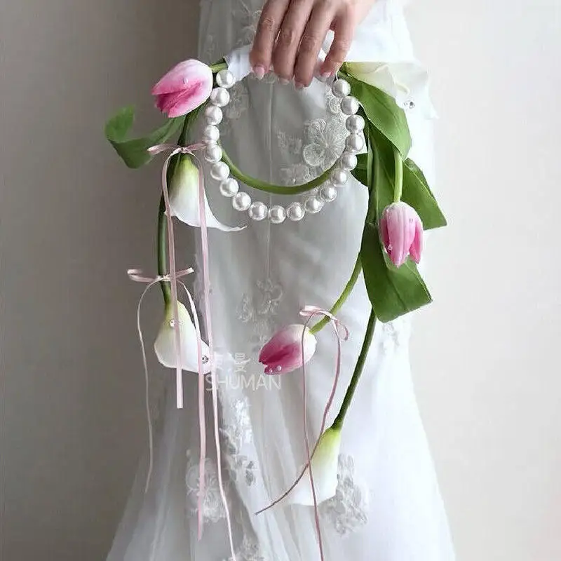 

Premium tulip calla lily bouquet DIY material to send girlfriends engagement certificate to take pictures hand flower