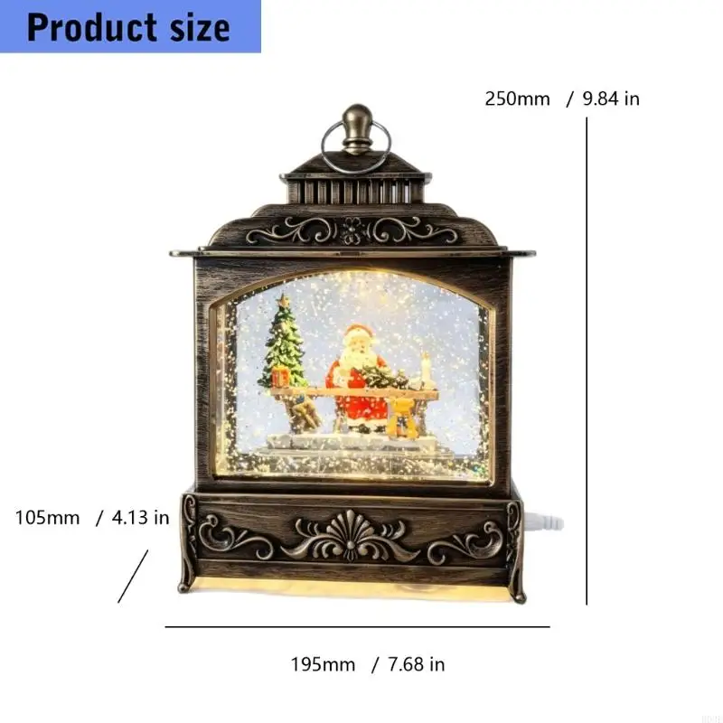 Lighted Christmas Water Display with Santa Workshop Scene, Circulating Reflective Particles and a Falling-Snow Effect for B03E