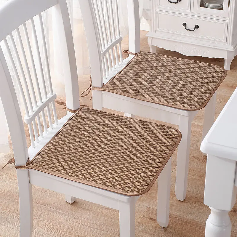 

Summer Season Rattan Seat Cushion Cooling Seat Mats Non Slip Dining Seat Cushion Breathable Backrest Office Buttocks Cushion