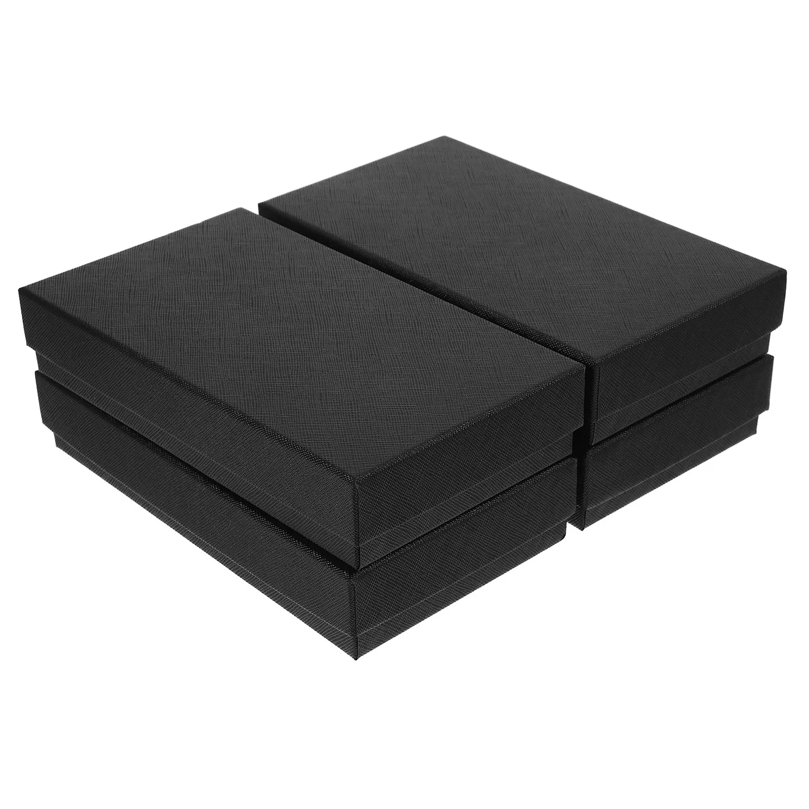 

4Pcs Elegant Black Cardboard Jewelry Packaging Box with Lid for Rings Necklaces Party Favors Treat Boxes Retail Display Keepsake