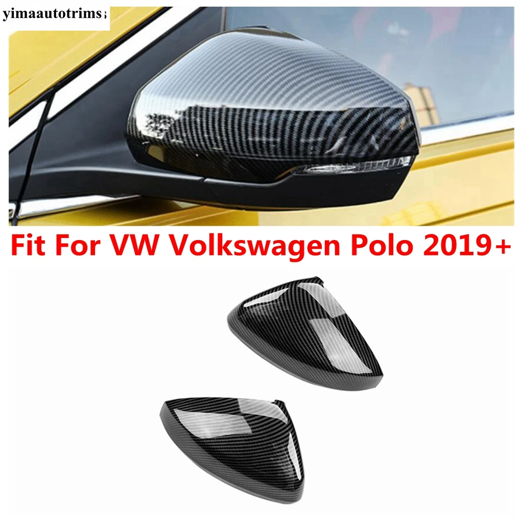 

For VW Volkswagen Polo 2019 - 2023 Rearview Mirror Cap Shell Protection Decoration Cover Trim Carbon Fiber Accessories Exterior