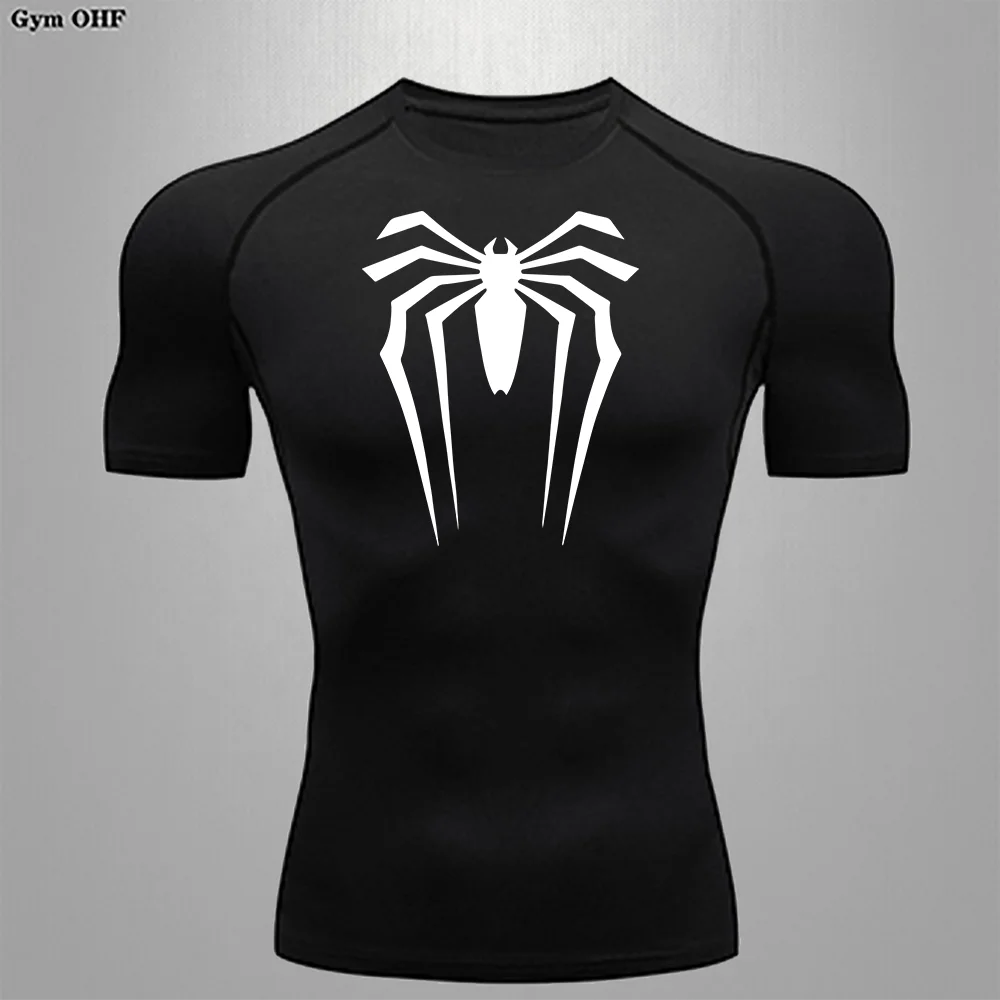 

Summer Breathable Spider Short Sleeve T Shirt Men 2099 Compression T Shirt Man Quick Dry Running Gym Fitness Tight Sportswear