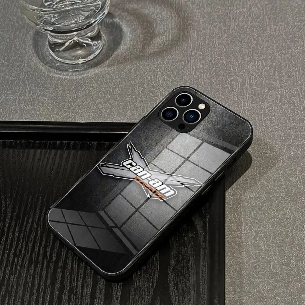 حافظة هاتف Can Am Can-am Team من الزجاج المقسى لهاتف آيفون 17 16 15 Pro Max 14 13 12 Mini Plus حافظة هاتف سامسونج S25 S24 Ultra