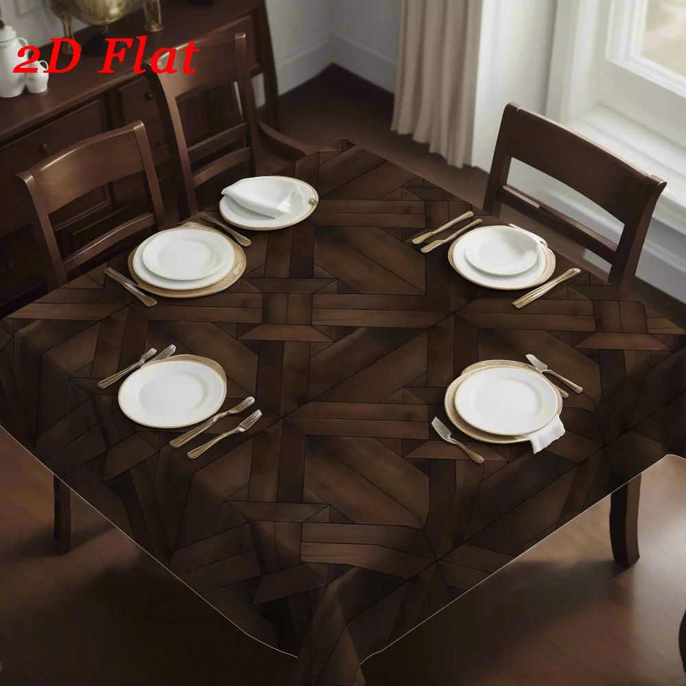 JIT 【1pc】 Laminate Wood Plank 2D Printed Tablecloth, suitable for autumn home decorationzyc