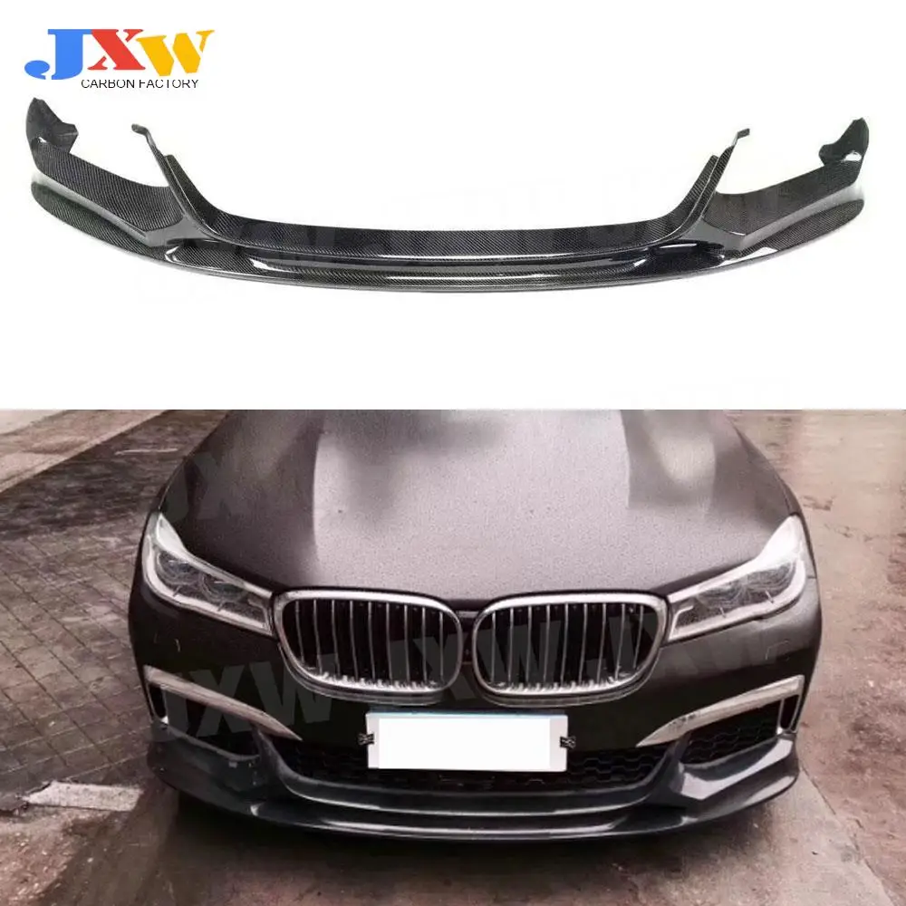 For 7 Series Carbon Fiber Front Lip Aprons Bumper Chin For BMW G11 G12 730i 740i M760 M Sport 2015 - 2018 3D Style FRP Bumper