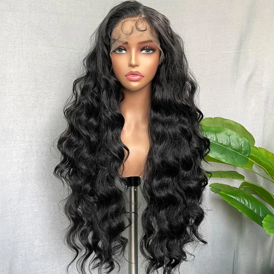 Long Body Wave Lace Front Human Hair HD Lace Wig 13x6 Human Hair Pre Pulcked Curly Wigs Natural Black Color Human Hair Wig