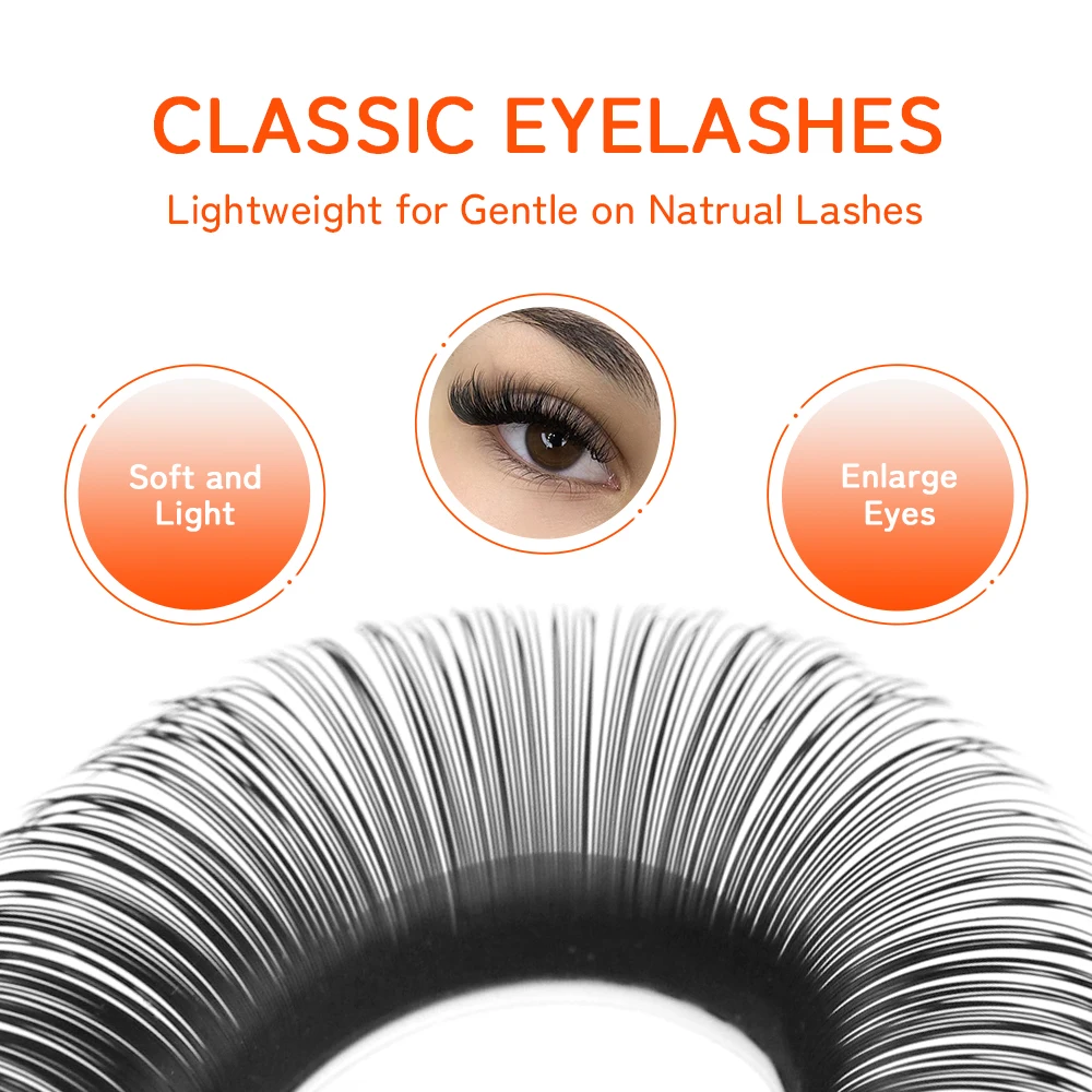 LUKATME Classic Eyelash Extension C/CC/D Curl 8-15mm Dark Brown Premium Soft Individual Lashes Natural Faux Mink Classic Lashes
