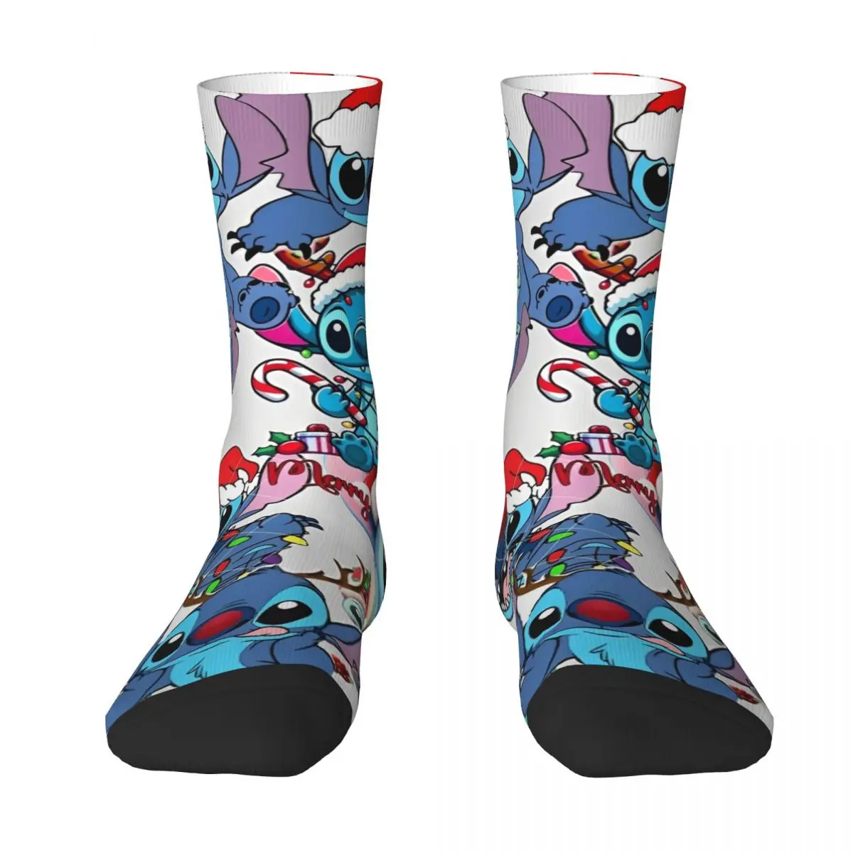 Cute Anime Stitch Christmas Stockings Women Men Socks Soft Breathable Kawaii Socks Winter Non Skid Graphic Socks Gift Idea