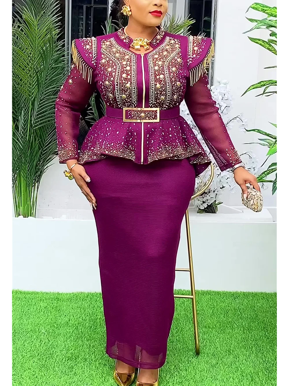 African Clothes for Women 2 PCS Sets Tops And Skirts Suits Dashiki Ankara Turkey Outfits Gown Plus Size Wedding Party Dresses