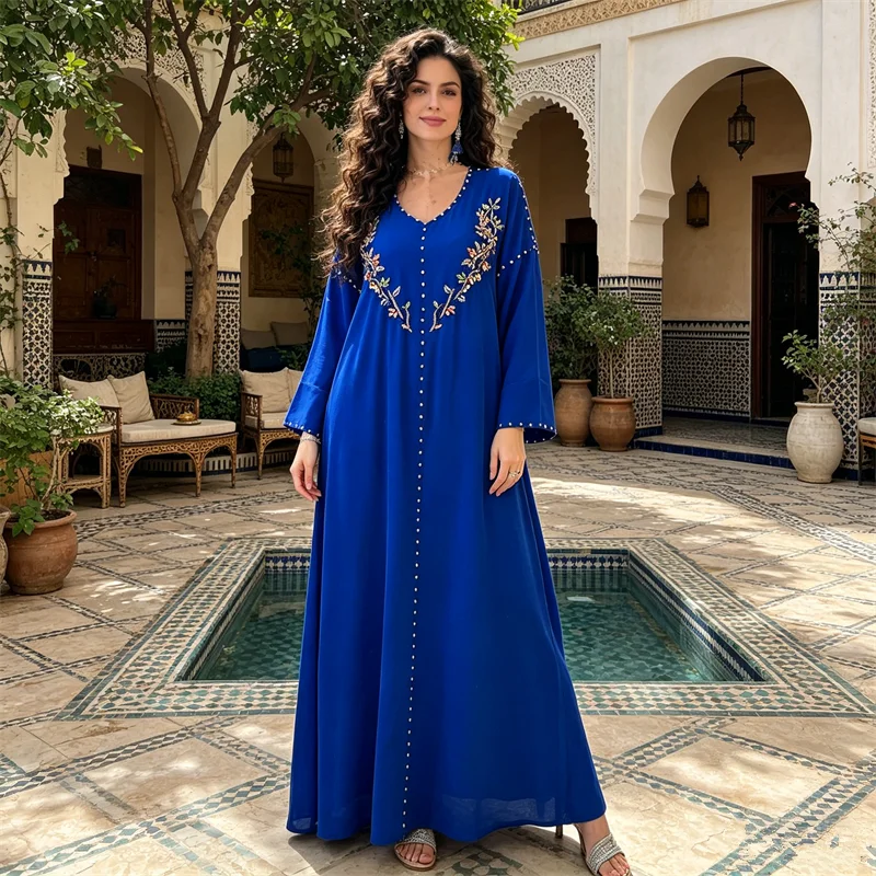 

2026 New Women Muslim Maxi Party Dress Dubai Abaya Turkey Kaftan Djellaba Femme Musulmane Vestidos Islam Jalabiya Caftan Lounge