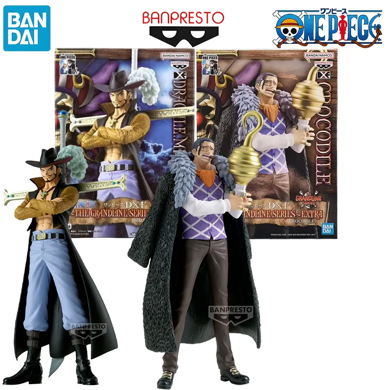 

In Stock Bandai Genuine DXF ONE PIECE Dracule Mihawk Sir Crocodile Anime Character for Kids Gift Collection Action Toys Model