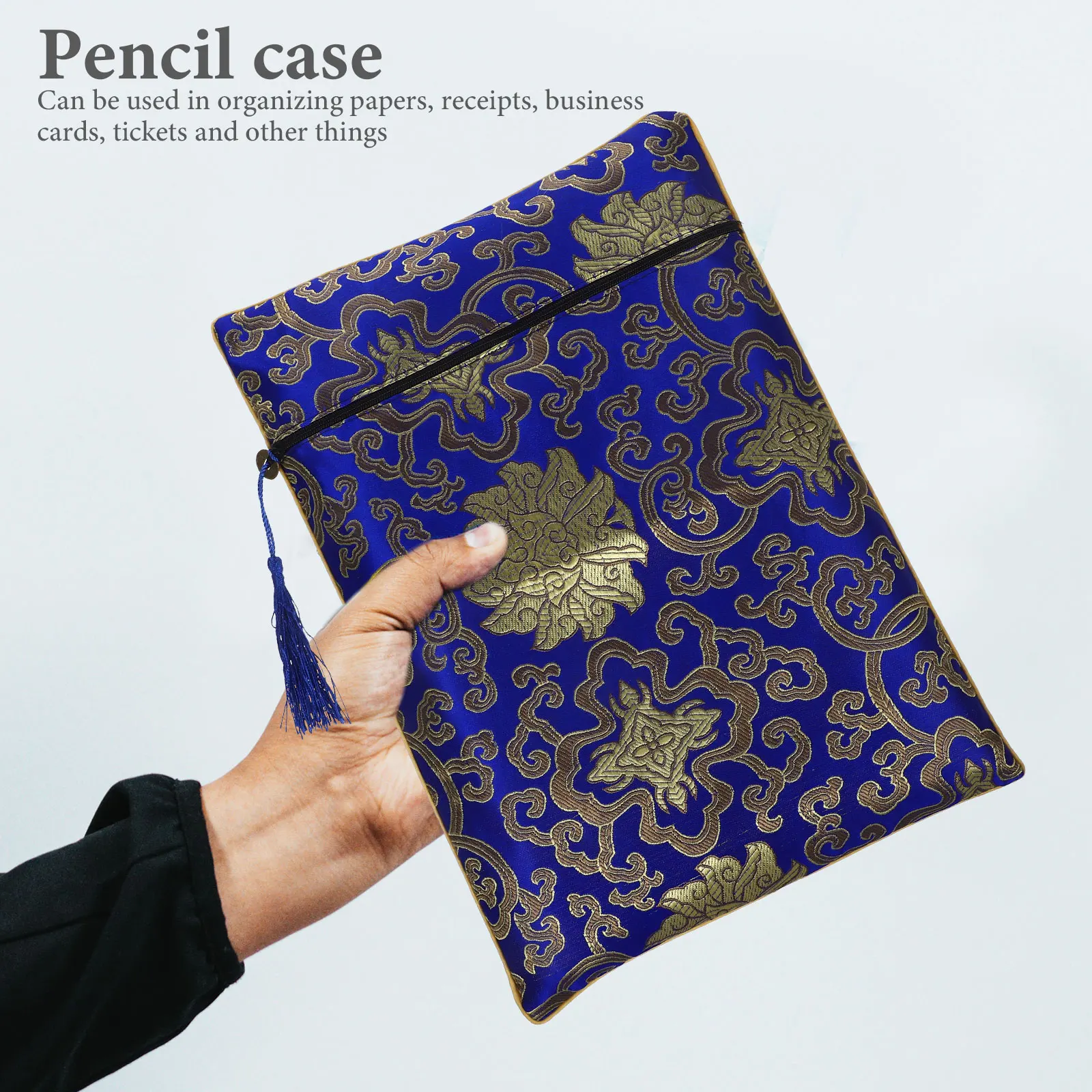 Large Capacity Pen Bag Bible Book Bag Notebook Cover Decorative Stationery Bag Portable Storage Bag Pencil Case Zipper Design