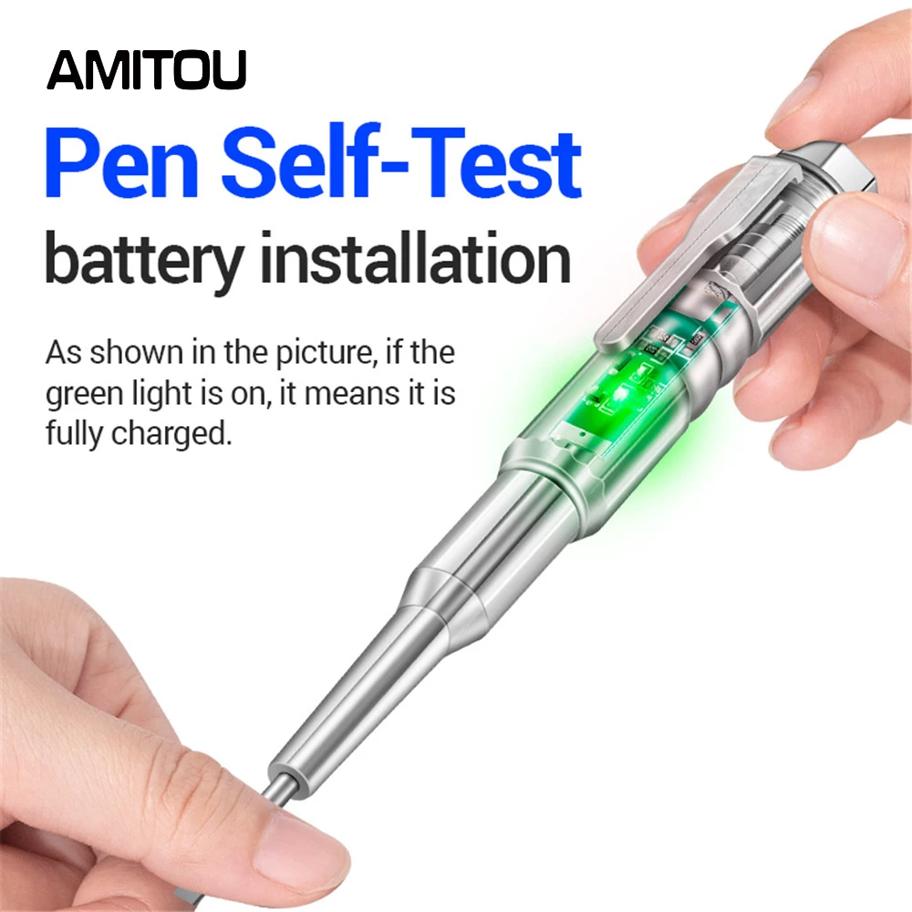 AMITOU B13 Electric Screwdriver Voltage Tester LED High-Brightness Induction Measuring Pen 24-250V Zero Live Wire Detector Tools