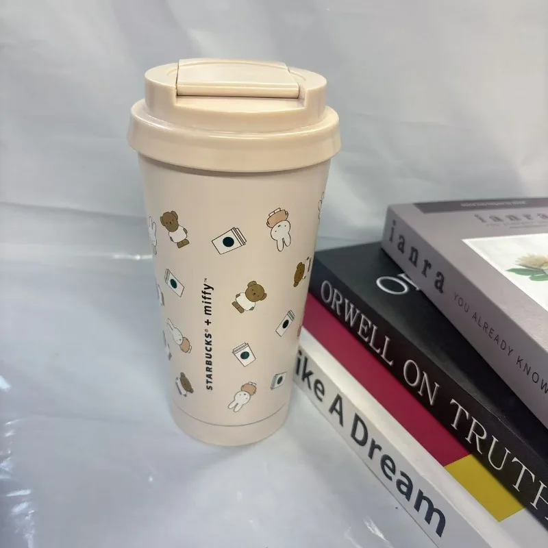 Copo Térmico Starbucks Miffy Collaboration, 500ml, Caneca de Viagem com Estampa de Coelho Fofo