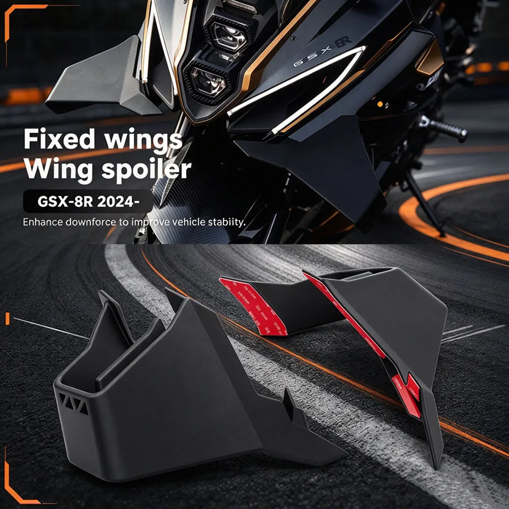 New Motorcycle For Suzuki GSX8R GSX 8R 2024 2025 2026 Fixed Wind Wing Front Spoilers Lower Lip Wing Side Fairing Fit