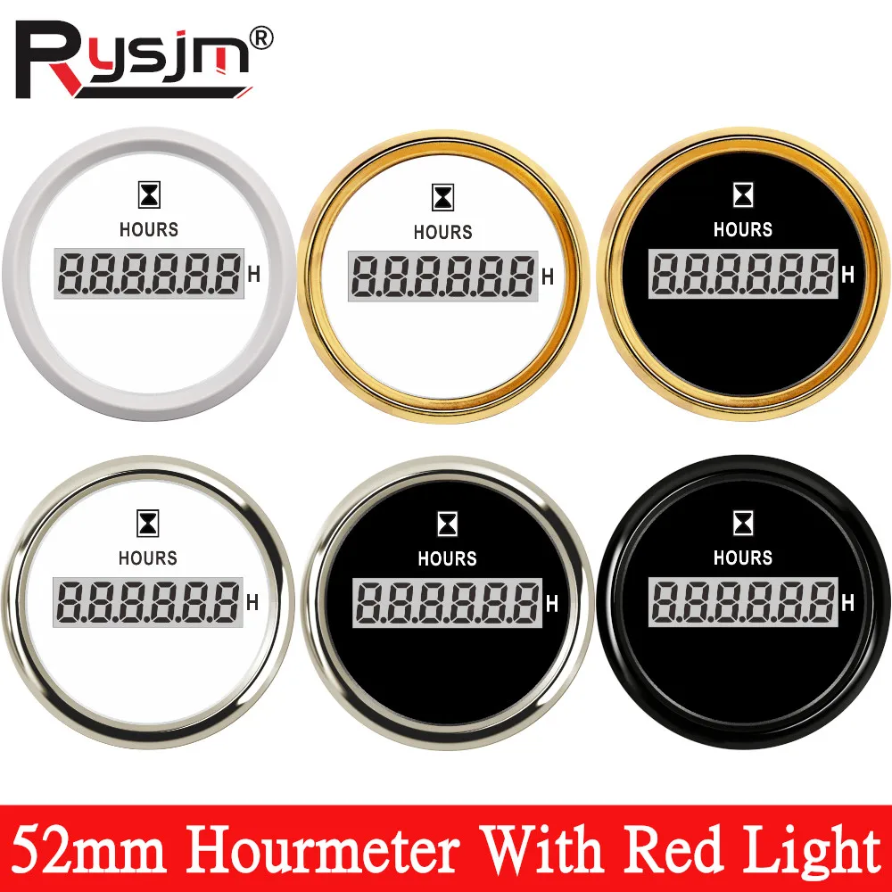 

Универсальный 52 мм водонепроницаемый цифровой счетчик часов с ЖК-дисплеем счетчик часов двигателя с красным светом для мотоцикла, лодки, автомобиля, яхты