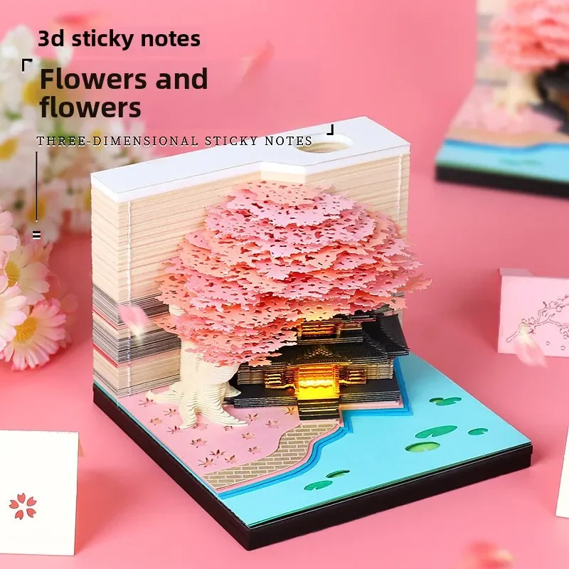 Treehouse 3D Desktop Calendar Sticky Notes Creative Crafts Souvenirs Paper Carvings Post-it Notes New Year Gifts Office Ornament