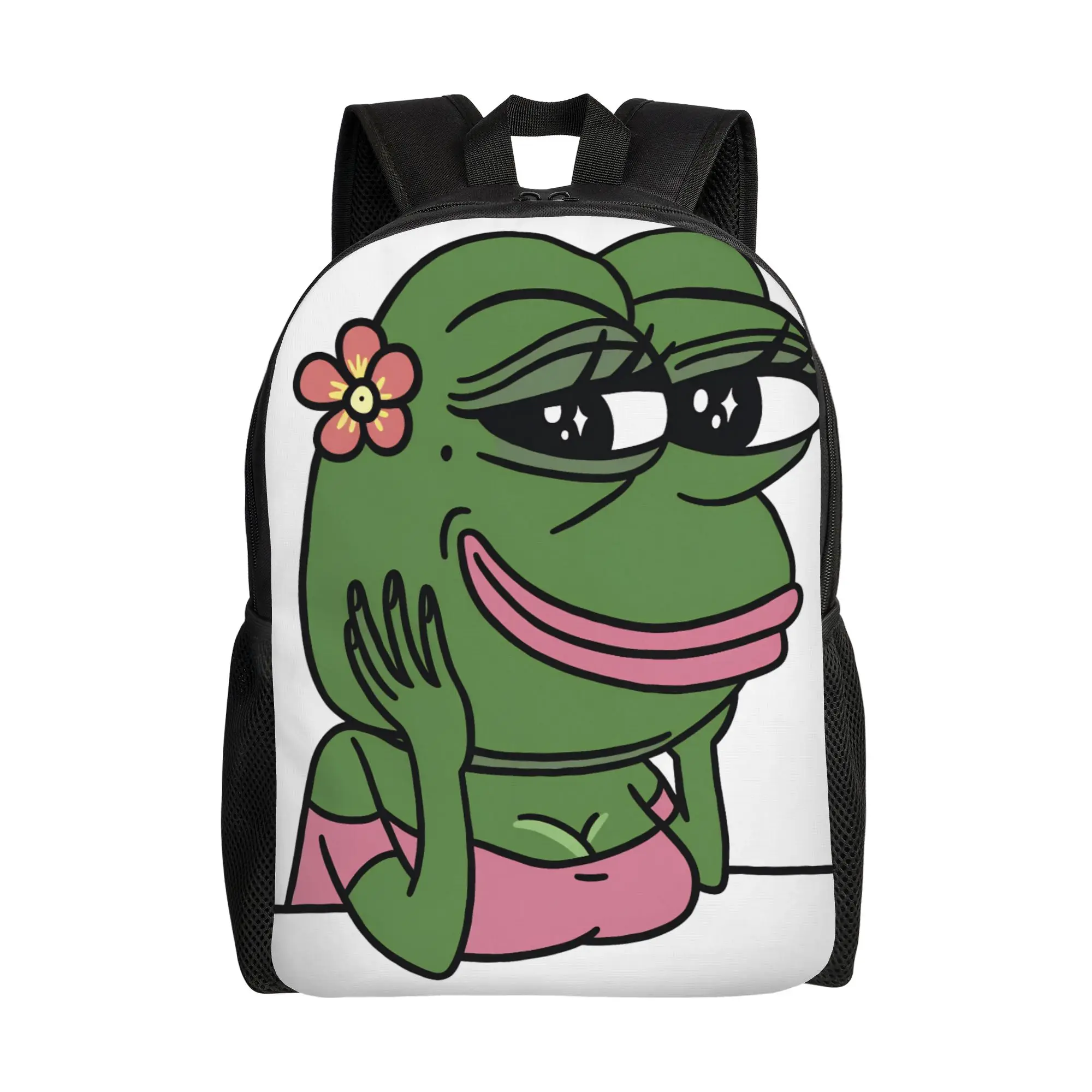 

Sad P-Pepe Frog Casual Backpack Outdoor Student Business Brainrot Meme Daypack for Men Women College Canvas Bags