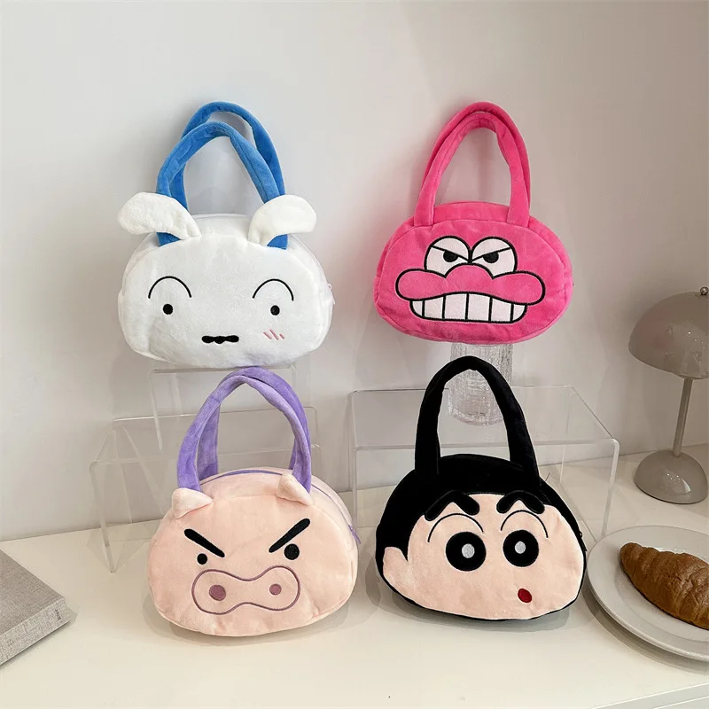 Kawaii Crayon Shin-Chan Anime Peripherals Nohara Shiro Cartoon Plush Handbag Girls' Outing Storage Bag Give Gifts To Girlfriend