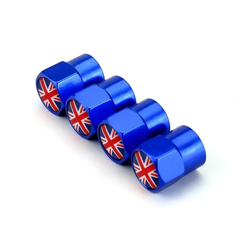 4PCS England Flag Car Wheel Tire Valve Caps Tyre Stem For Land Rover Range Rover Discovery Sport Defender 110 Freelander Evoque