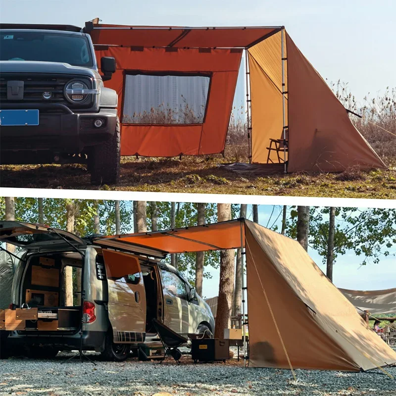 Outdoor Car Side Awning Expandable Triangular Shelter Pro Canopy Side Awning Insect-Proof Sunshade Canvas