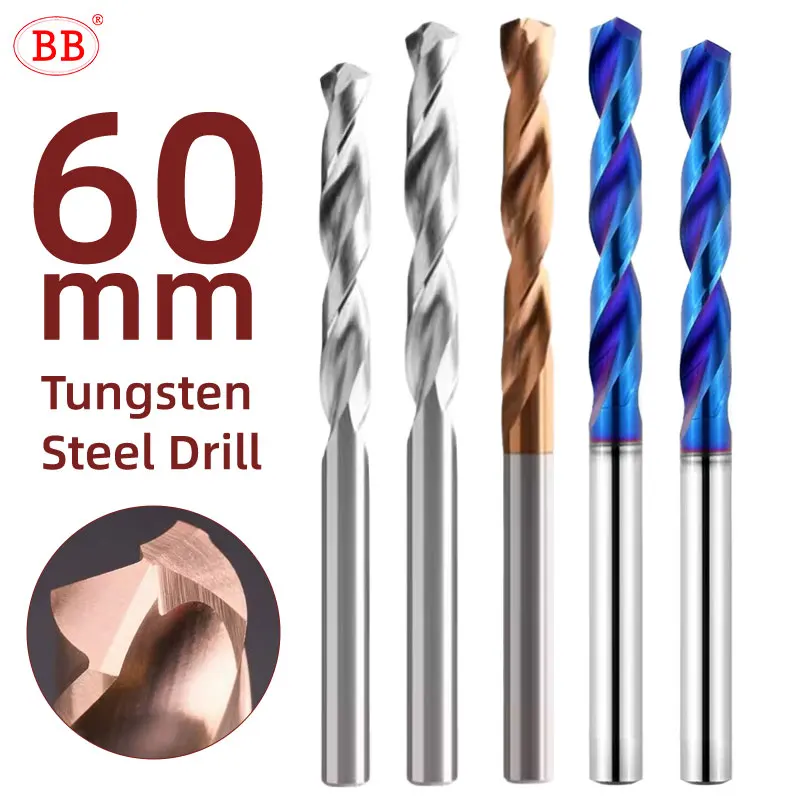 BB 60mm Length Carbide Drill CNC Hole Making Drilling Tool Diameter 1mm-6mm for Metal Steel