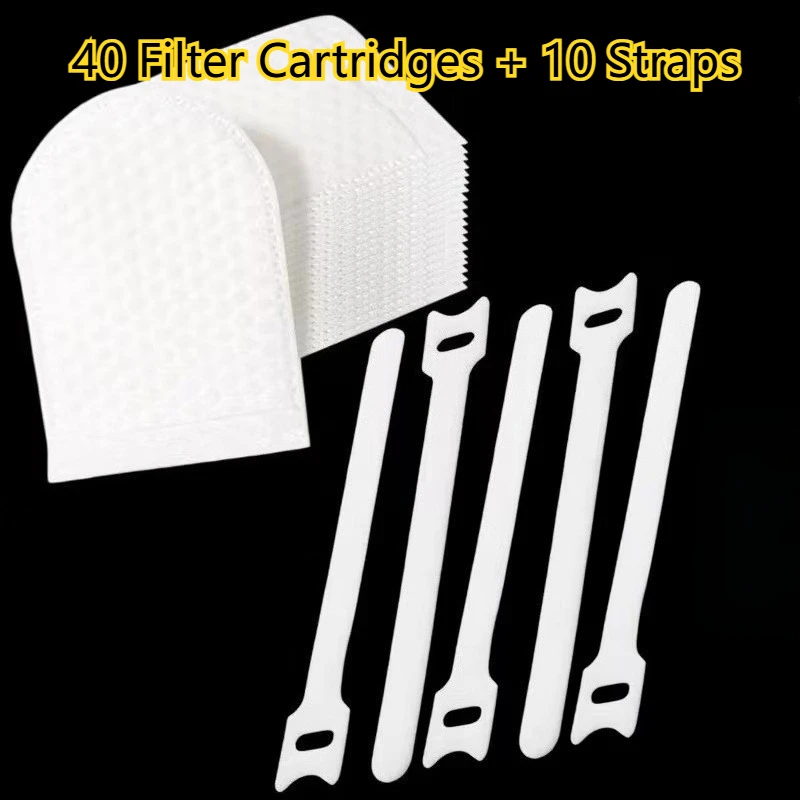 50pcs Set: 40 Filter Cartridges + 10 Straps, High-Density Non-Woven Fabric Faucet Water Filter Cartridge, Universal