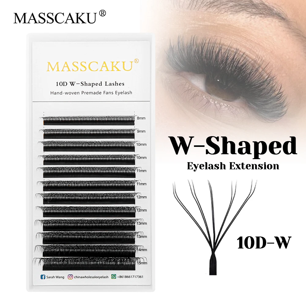 

12 Lines High Quality Individual Long-lasting W Style Clover Eyelash Natural Looks W Shaped Premade Volume Fans Lash by MASSCAKU