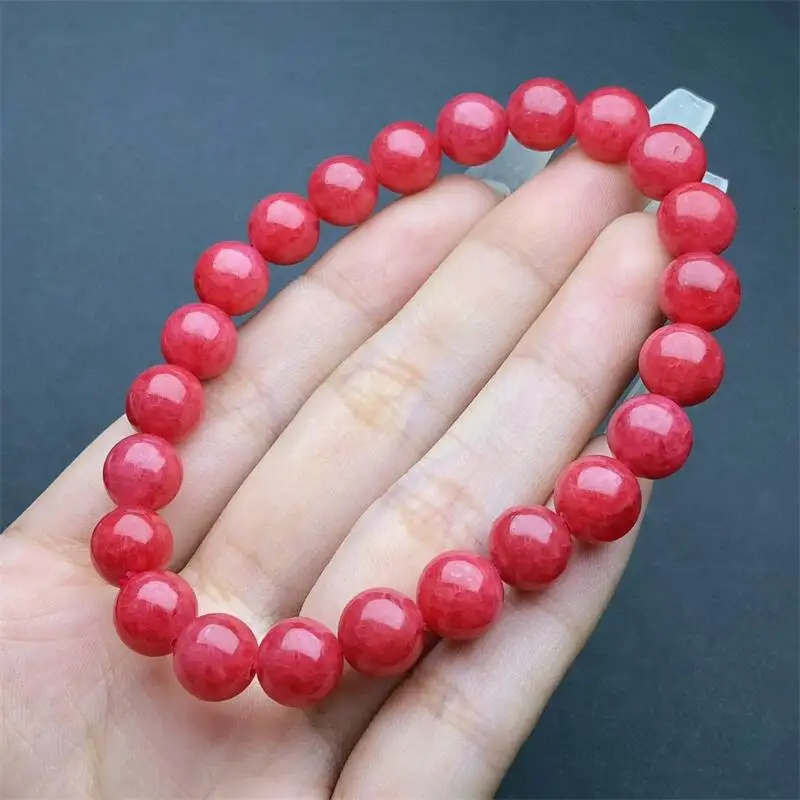 9MM Natural Rhodonite Bracelet Round Beads Strand Women Men Healing Fengshui Energy Jewelry Lovers Gift 1pcs