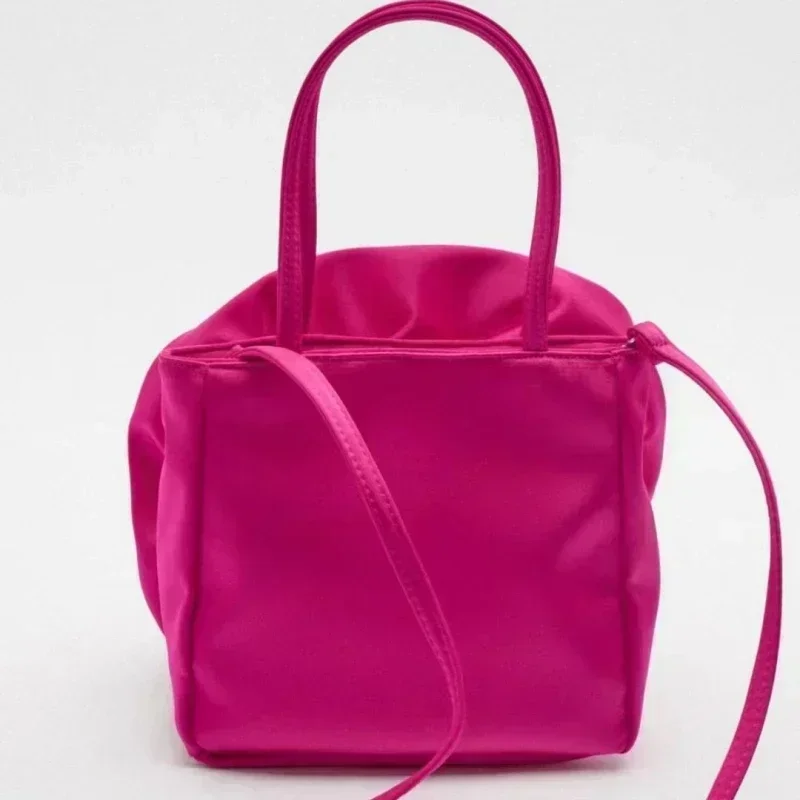 Se18 2023 verão nova marca design de seda plissado flor bolsa feminina vermelho redondo noite