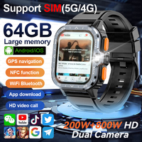 For HUAWEI PGD Smart Watch Dual Camera 64GB 16GB Memory GPS WiFi Waterproof Telephone SIM Card Android Smartwatch PK DW88 DW89