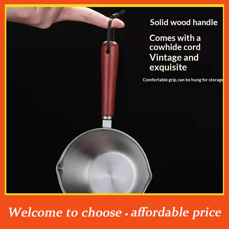 {}300ML Stainless Steel Pot With Wooden Handle Spoon Dishwasher Safe For Cooking Candle Wax Melting DIY Crafts
