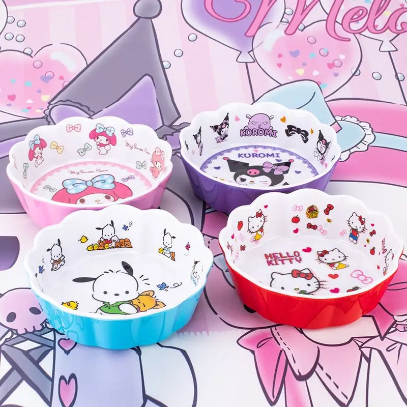 المبيعات Kuromi الأطفال الطفل وعاء تناول الطعام عالية الجمال طالب عنبر وعاء الأرز غرفة المعيشة المنزلية الفاكهة وجبات خفيفة السلطانية